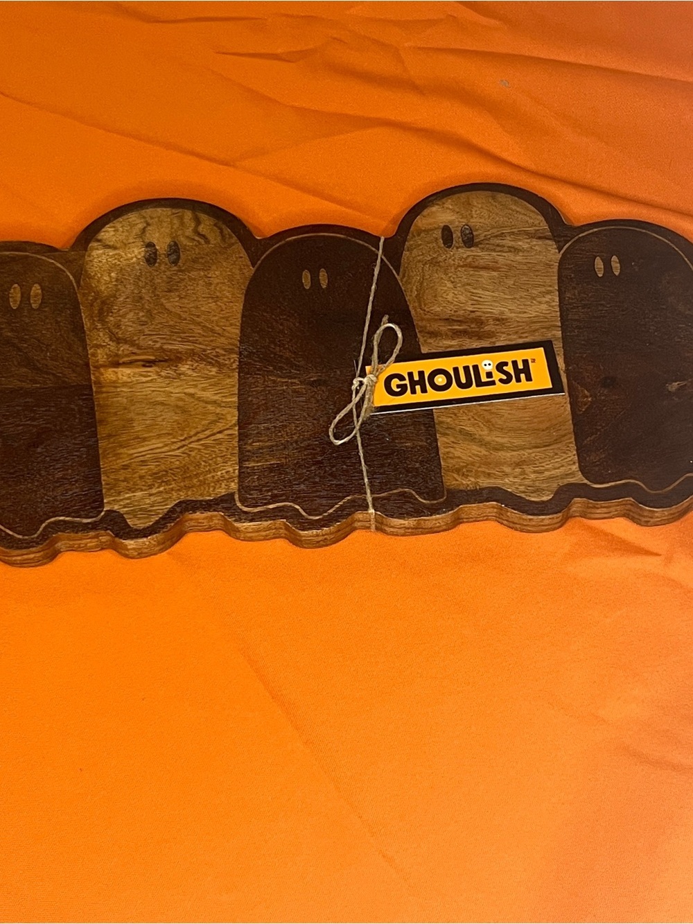 Ghoulish Wood Ghost Serving Plank - Brown & Black - Picture 2 of 9